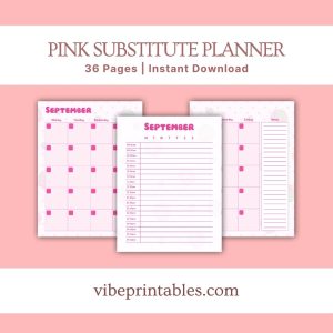 Pink Substitute Planner Or Binder