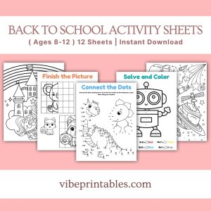 Back To School Activity Sheets Ages 8-12