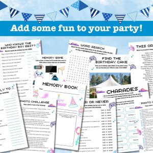 Blue Birthday Party Game Bundle For Teens