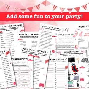 Red Birthday Party Game Bundle For Teens