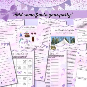 Purple Birthday Party Game Bundle For Teens – Girls