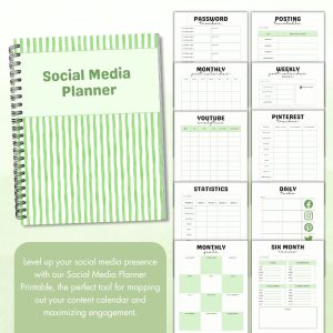 Green Stripe Social Media Planner Or Binder