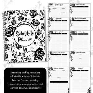 Black & White Substitute Planner Or Binder