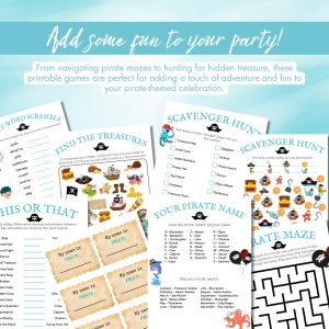 Aqua Birthday Party Game Bundle For Kids