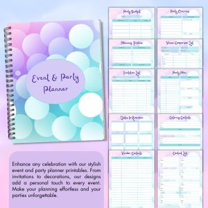 Green & Purple Generic Event & Party Planner Or Binder