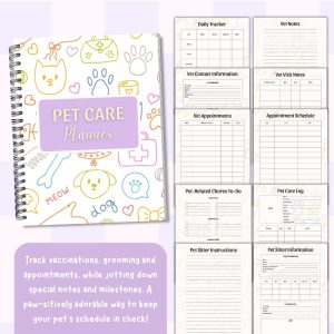 Colorful Pet Care Planner Or Binder