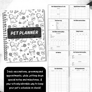 Black & White Pet Planner Or Binder