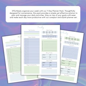 Blue 7 Day Planner Pack