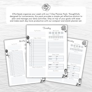 Black & White 7 Day Planner Pack