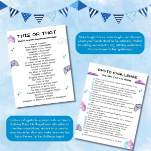 Blue Birthday Party Game Bundle For Teens