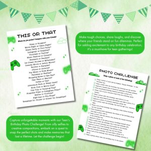 Green Birthday Party Game Bundle For Teens