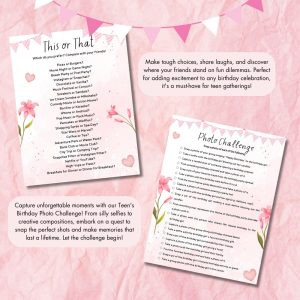 Pink Birthday Party Game Bundle For Teens – Girls