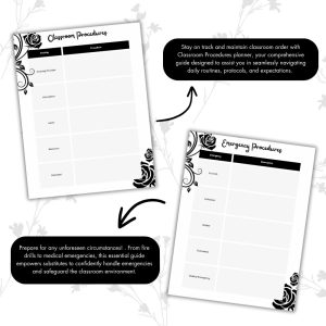 Black & White Substitute Planner Or Binder