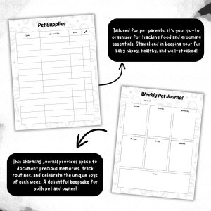 Black & White Pet Planner Or Binder