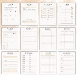 Beige Social Media Planner Or Binder