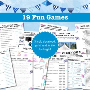 Blue Birthday Party Game Bundle For Teens