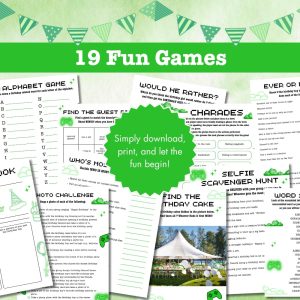 Green Birthday Party Game Bundle For Teens