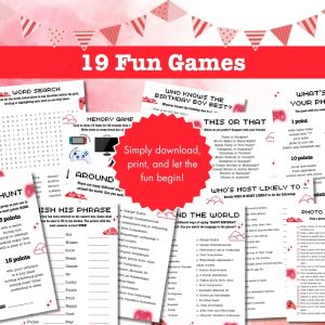 Red Birthday Party Game Bundle For Teens