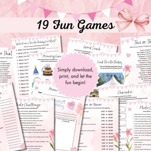 Pink Birthday Party Game Bundle For Teens – Girls