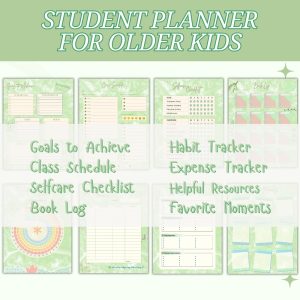 Green Student Planner Or Binder For Older Kids