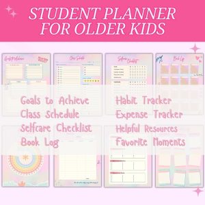 Pink Student Planner Or Binder For Older Kids