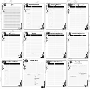 Black & White Substitute Planner Or Binder