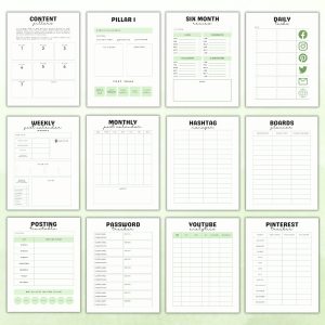 Green Stripe Social Media Planner Or Binder