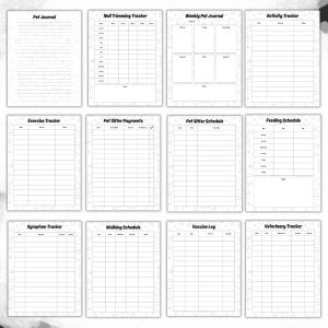 Black & White Pet Planner Or Binder