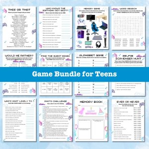 Blue Birthday Party Game Bundle For Teens