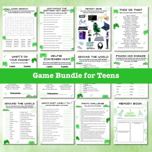 Green Birthday Party Game Bundle For Teens