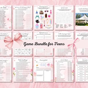 Pink Birthday Party Game Bundle For Teens – Girls