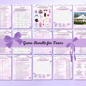 Purple Birthday Party Game Bundle For Teens – Girls