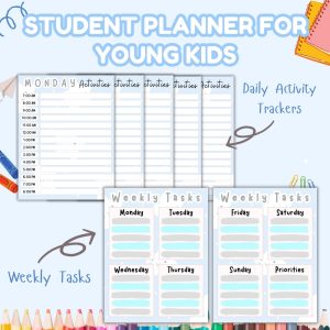 Blue Student Planner Or Binder For Young Kids