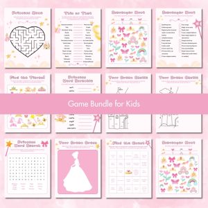 Pink Birthday Party Game Bundle For Kids