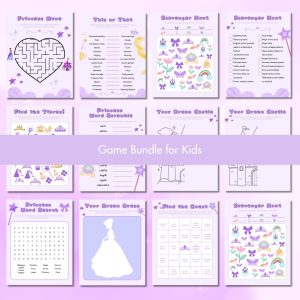 Purple Birthday Party Game Bundle For Kids