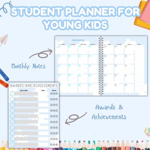 Blue Student Planner Or Binder For Young Kids