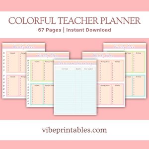 Colorful Teacher Planner Or Binder