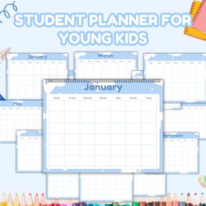 Blue Student Planner Or Binder For Young Kids