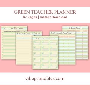 Green Striped Teacher Planner Or Binder