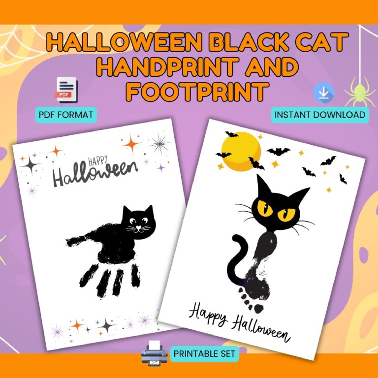 Halloween Black Cat Handprint & Footprint Kids Craft