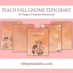 Peach Fall Gnome Teen Diary