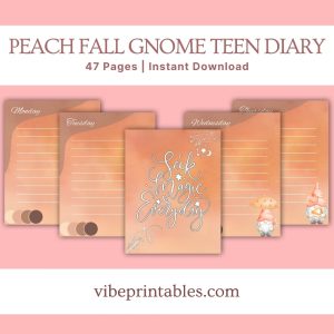 Peach Fall Gnome Teen Diary