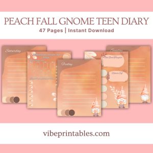 Peach Fall Gnome Teen Diary