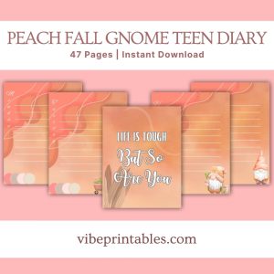 Peach Fall Gnome Teen Diary