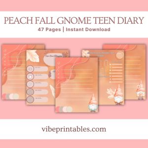 Peach Fall Gnome Teen Diary