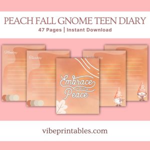 Peach Fall Gnome Teen Diary