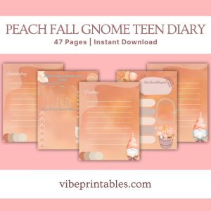 Peach Fall Gnome Teen Diary