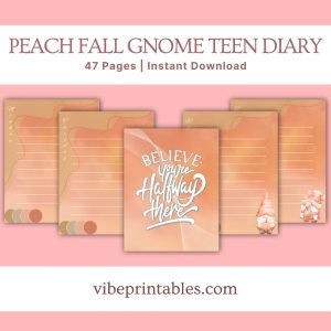 Peach Fall Gnome Teen Diary