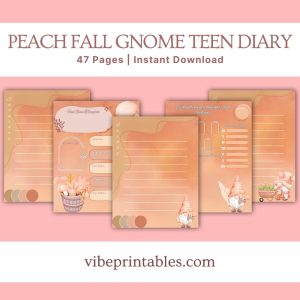 Peach Fall Gnome Teen Diary