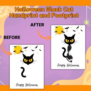 Halloween Black Cat Handprint & Footprint Kids Craft